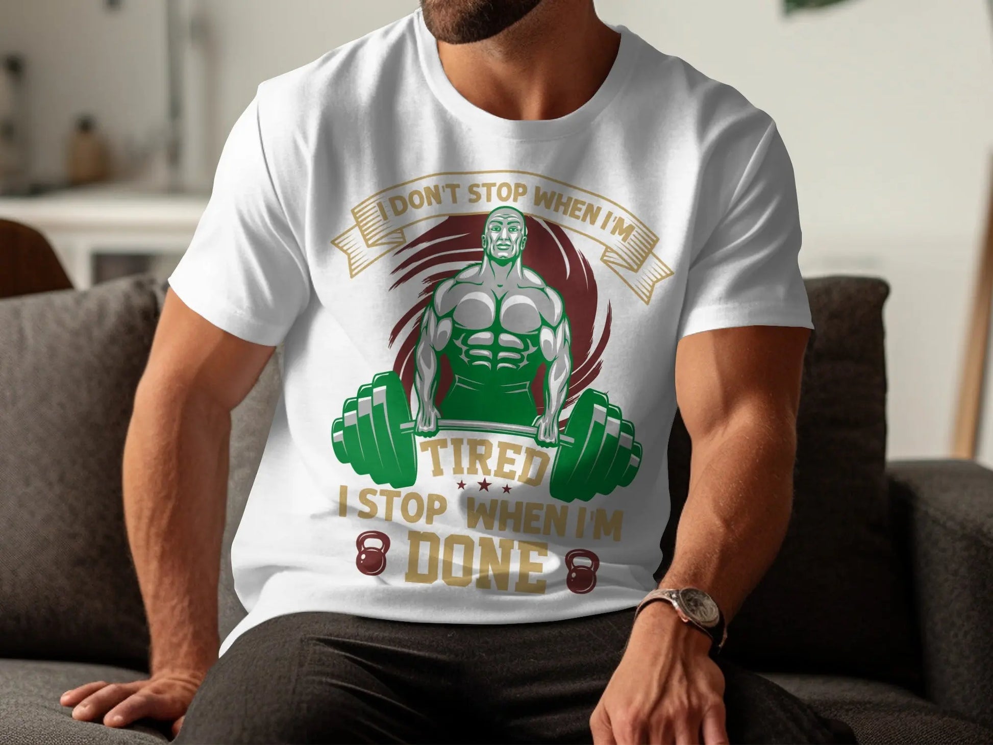 "I Stop When I'm Done" Motivational T-Shirts" Boofy
