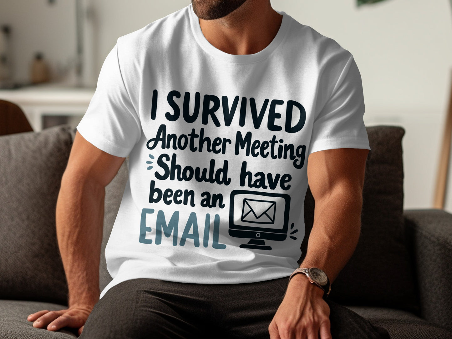 Office Humor T-Shirt: "Survived Another Meeting Should Have Been an Email"