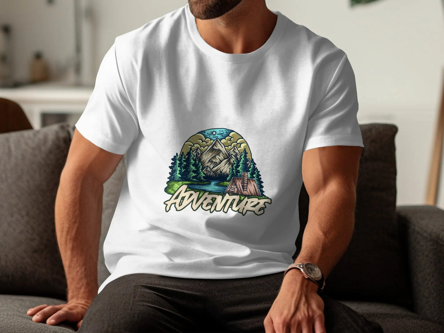 Experience Nature Adventure with Mountains and Cabin T-Shirts My Store