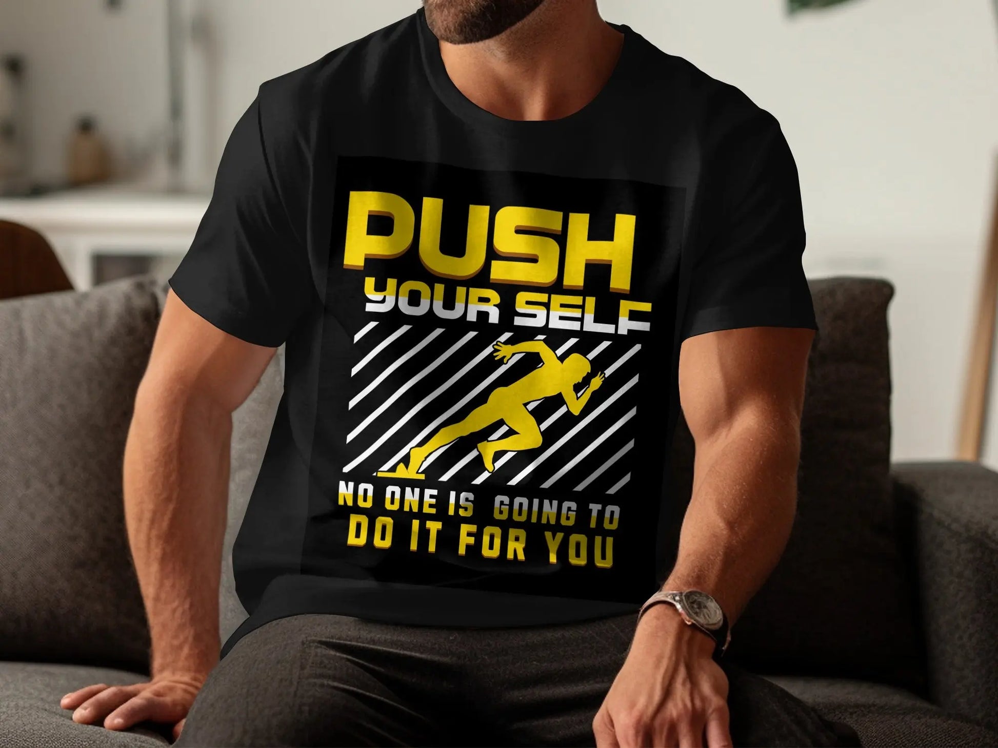 "Push Yourself" Motivational Graphic T-Shirt Boofy