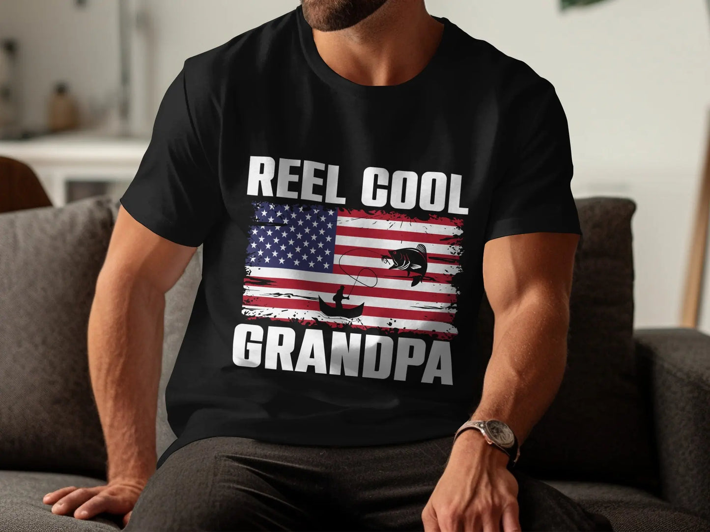 Patriotic Grandpa Fishing T-Shirt Boofy