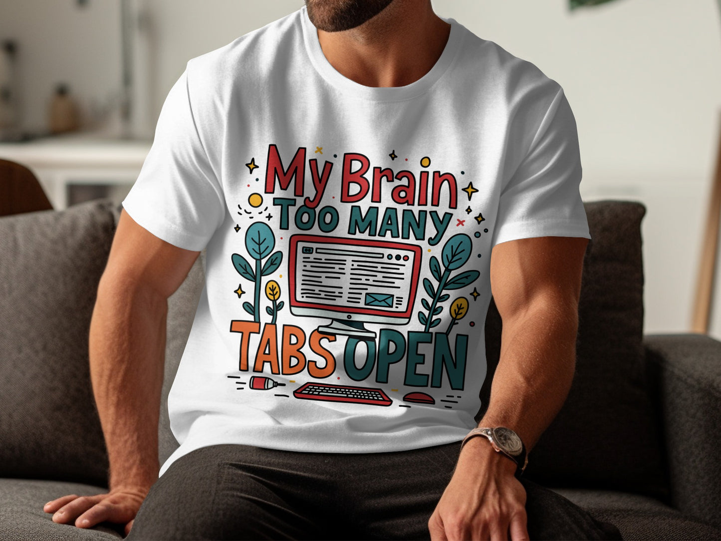 “My Brain Has Too Many Tabs Open” Tee — Tech & Office Humour