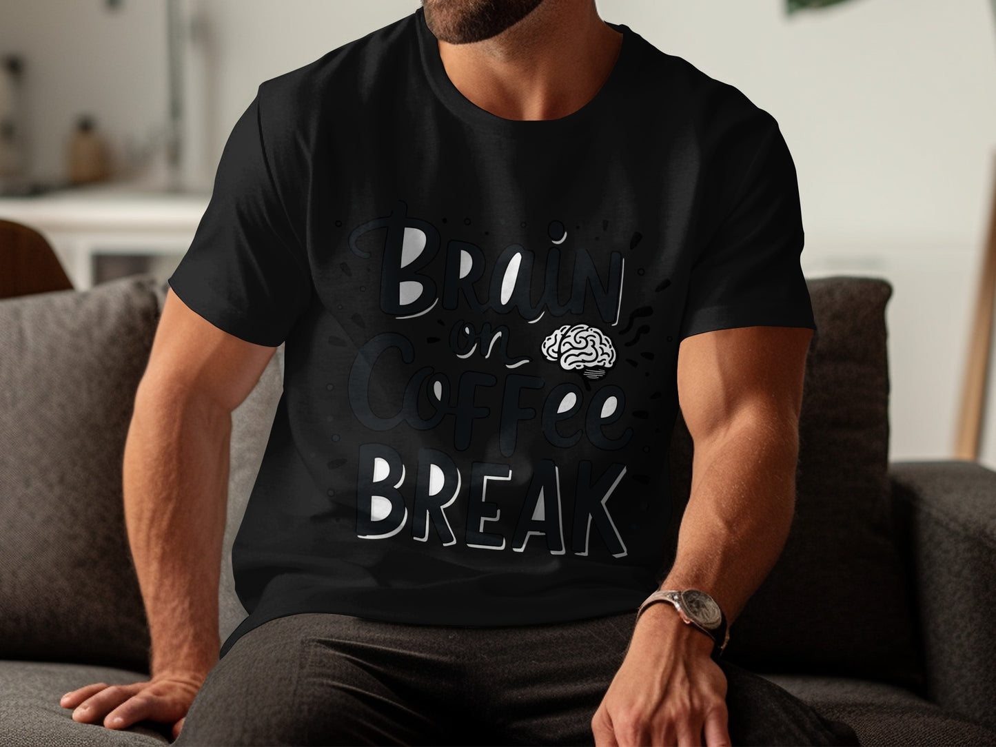 Coffee Lover T-Shirt: "Brain On Coffee Break" Funny Graphic Design