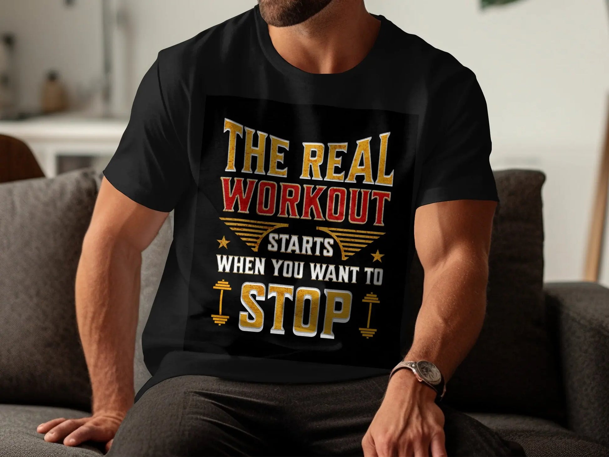 "The Real Workout Starts" Gym T-Shirt Boofy