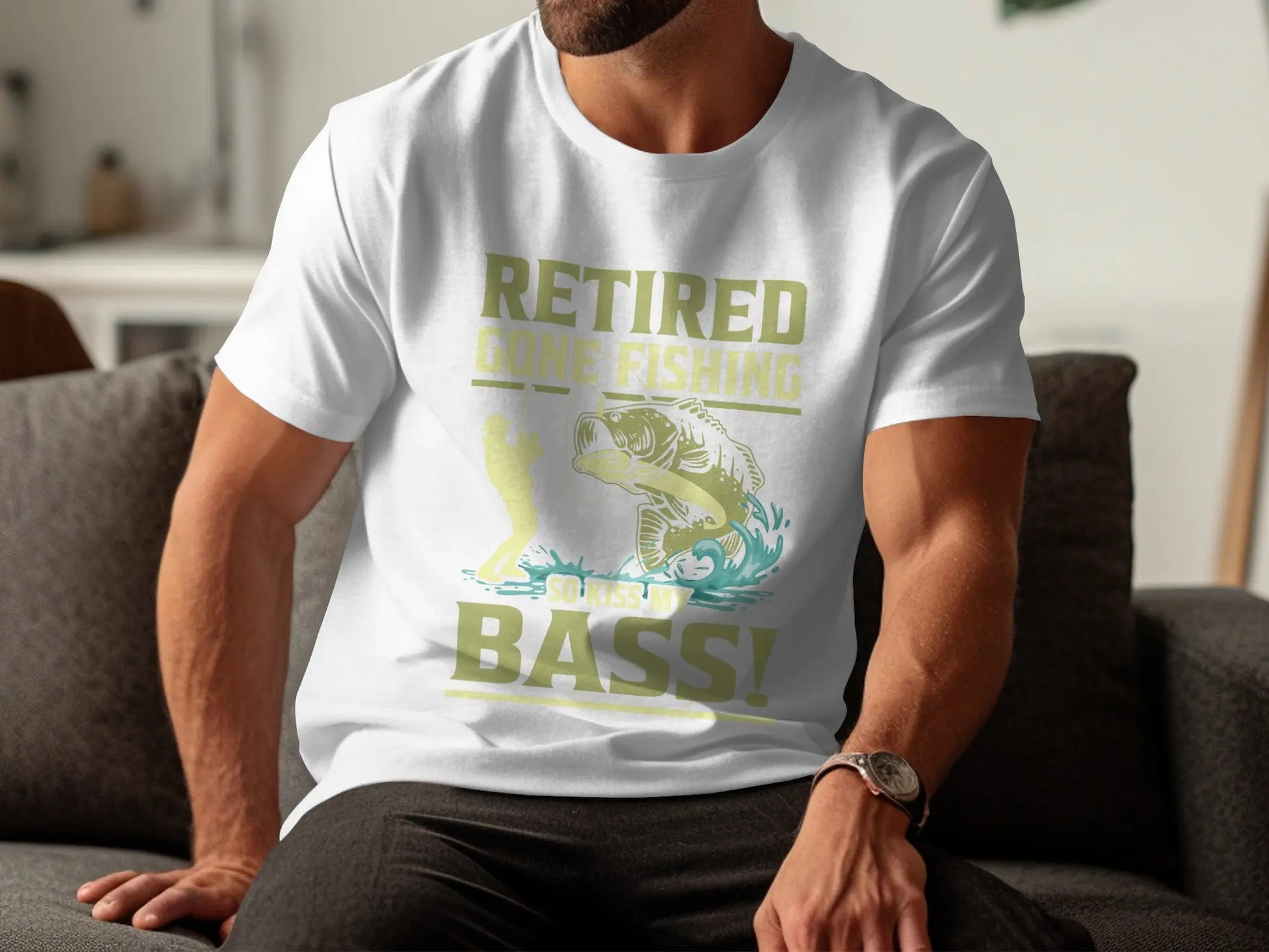 Retired "Kiss My Bass" Funny Fisherman T-Shirt Boofy