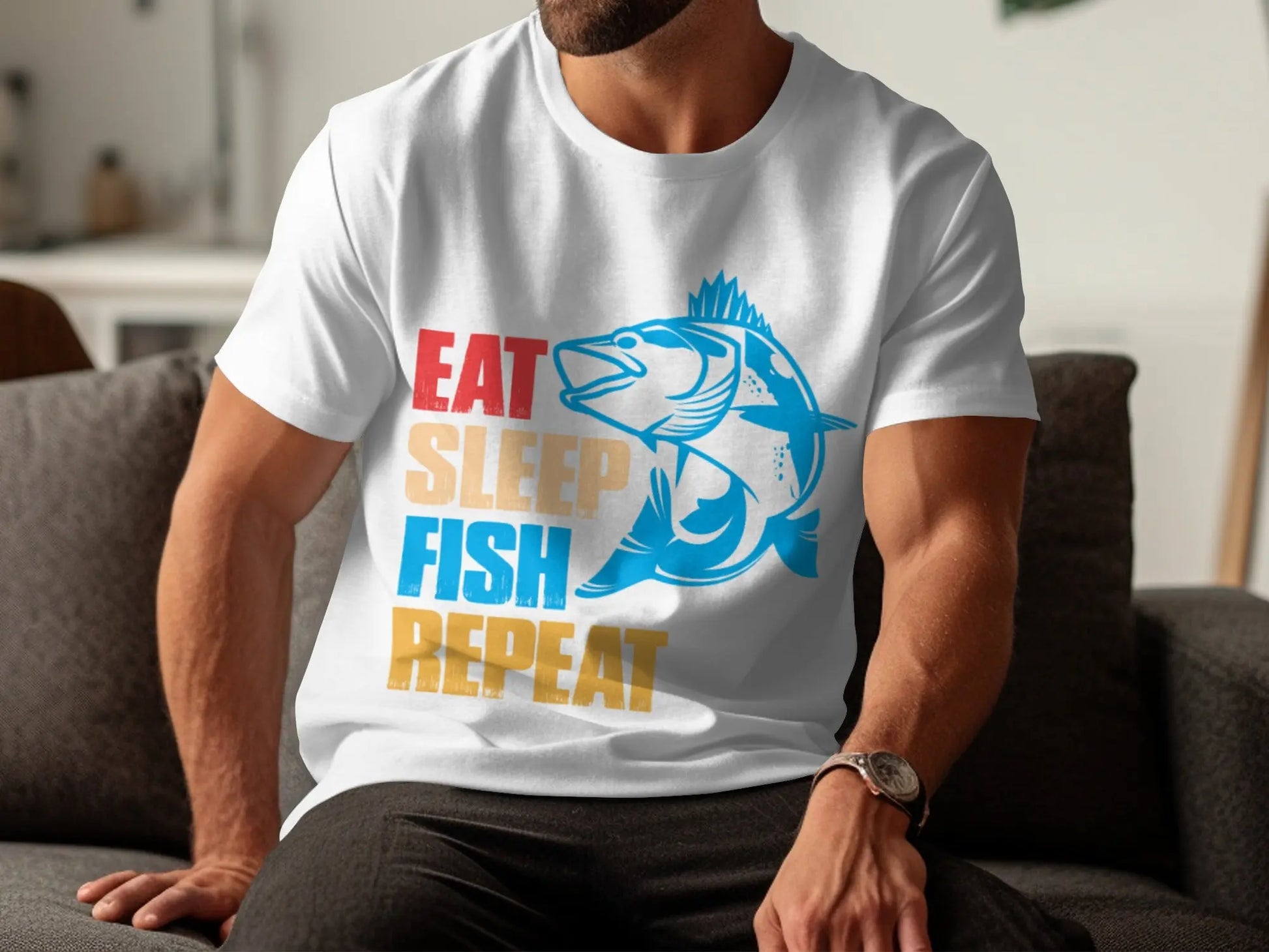 "Eat Sleep Fish Repeat" Bold Graphic T-Shirt Boofy