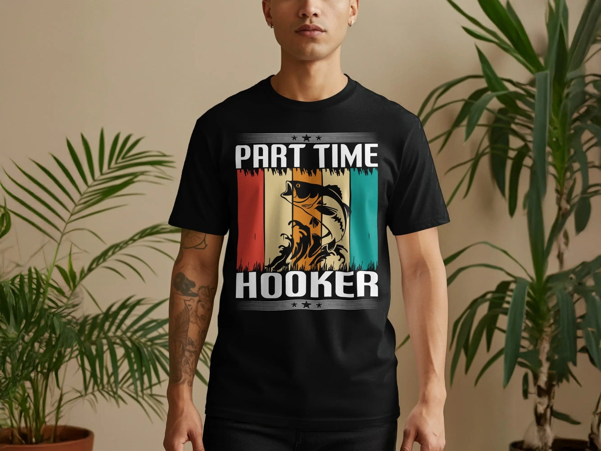 Bold Art Style Fish and Waves T-Shirt Boofy