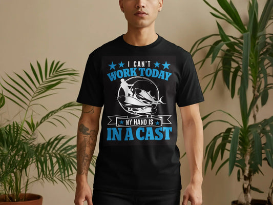 Humorous "Hand Is In A Cast" Fishing Excuse T-Shirt (Copy) Boofy