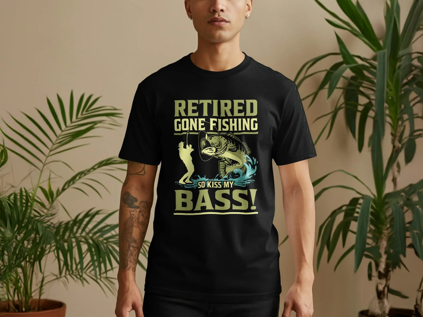 Retired "Kiss My Bass" Funny Fisherman T-Shirt Boofy