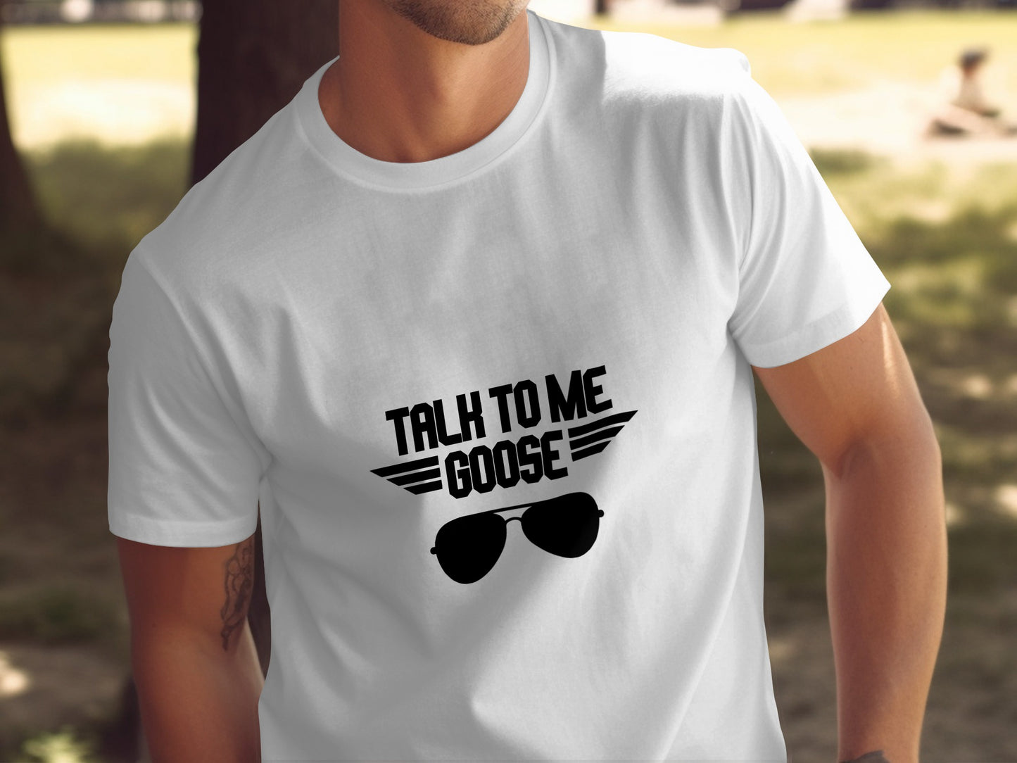 Classic Movie T-Shirt: "Talk To Me Goose" Aviator Sunglasses Design
