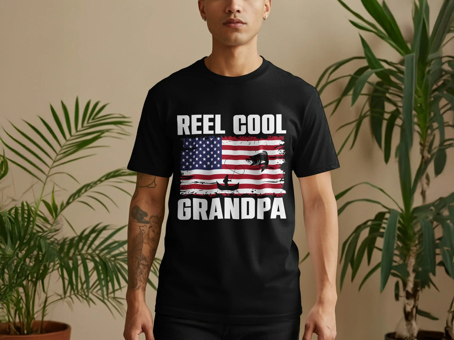 Patriotic Grandpa Fishing T-Shirt Boofy