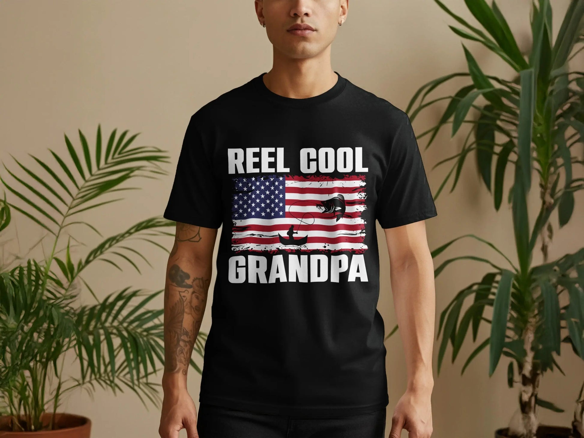 Patriotic Grandpa Fishing T-Shirt Boofy