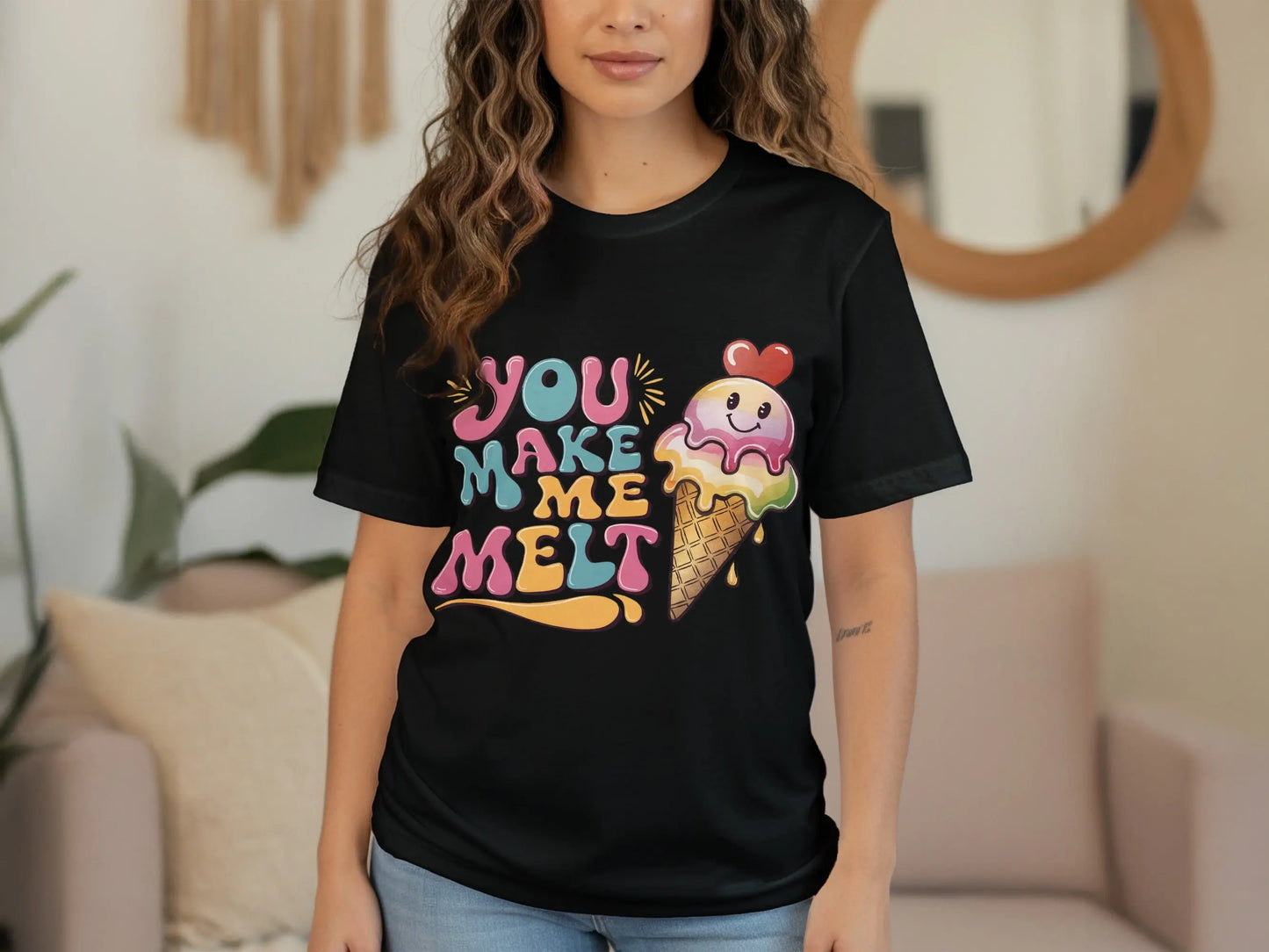 Cute Couple T-Shirt: "You Make Me Melt" Ice Cream Cone Fun Design