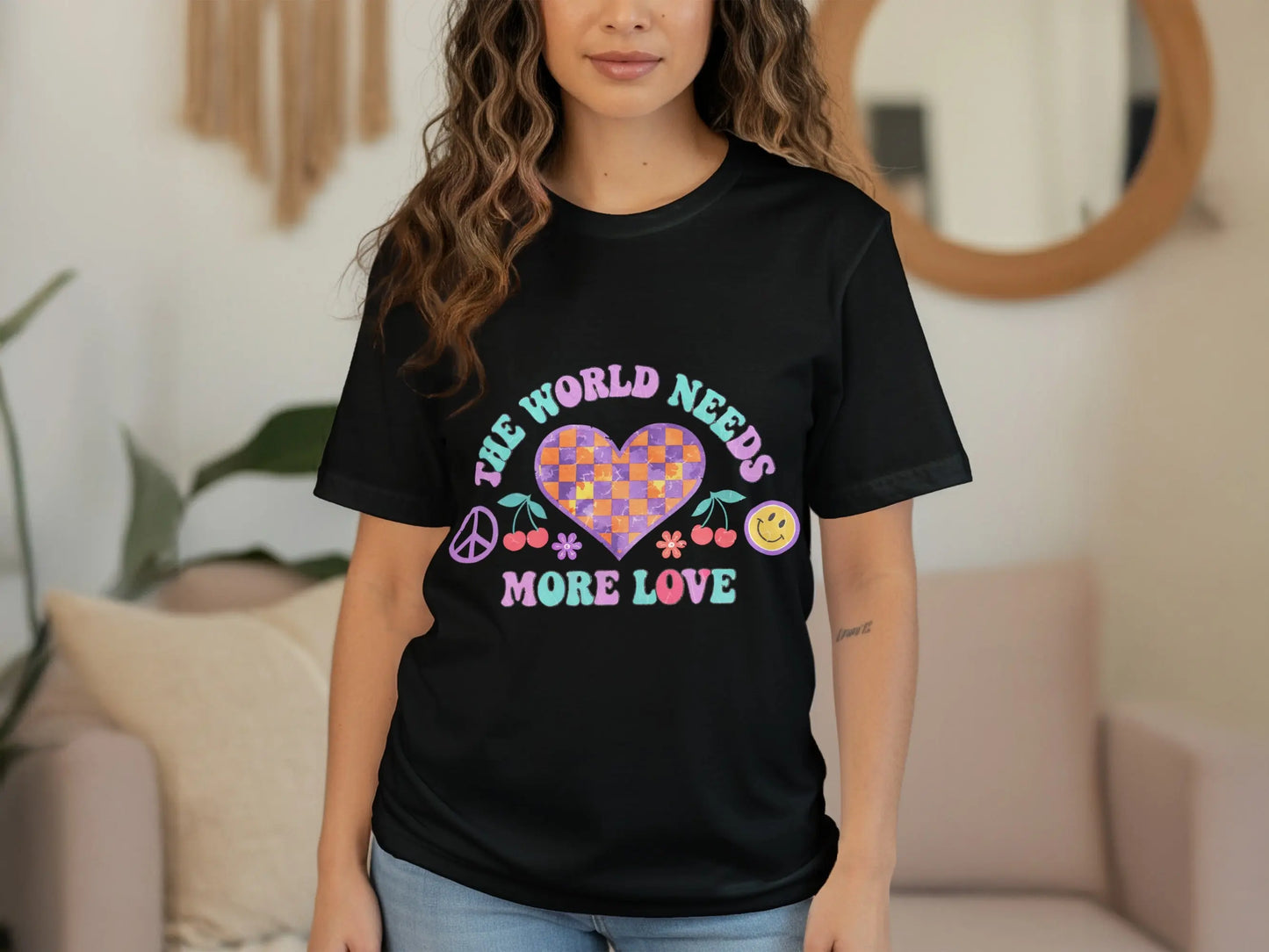 Retro Graphic T-Shirt: "The World Needs More Love" Positive Vibes