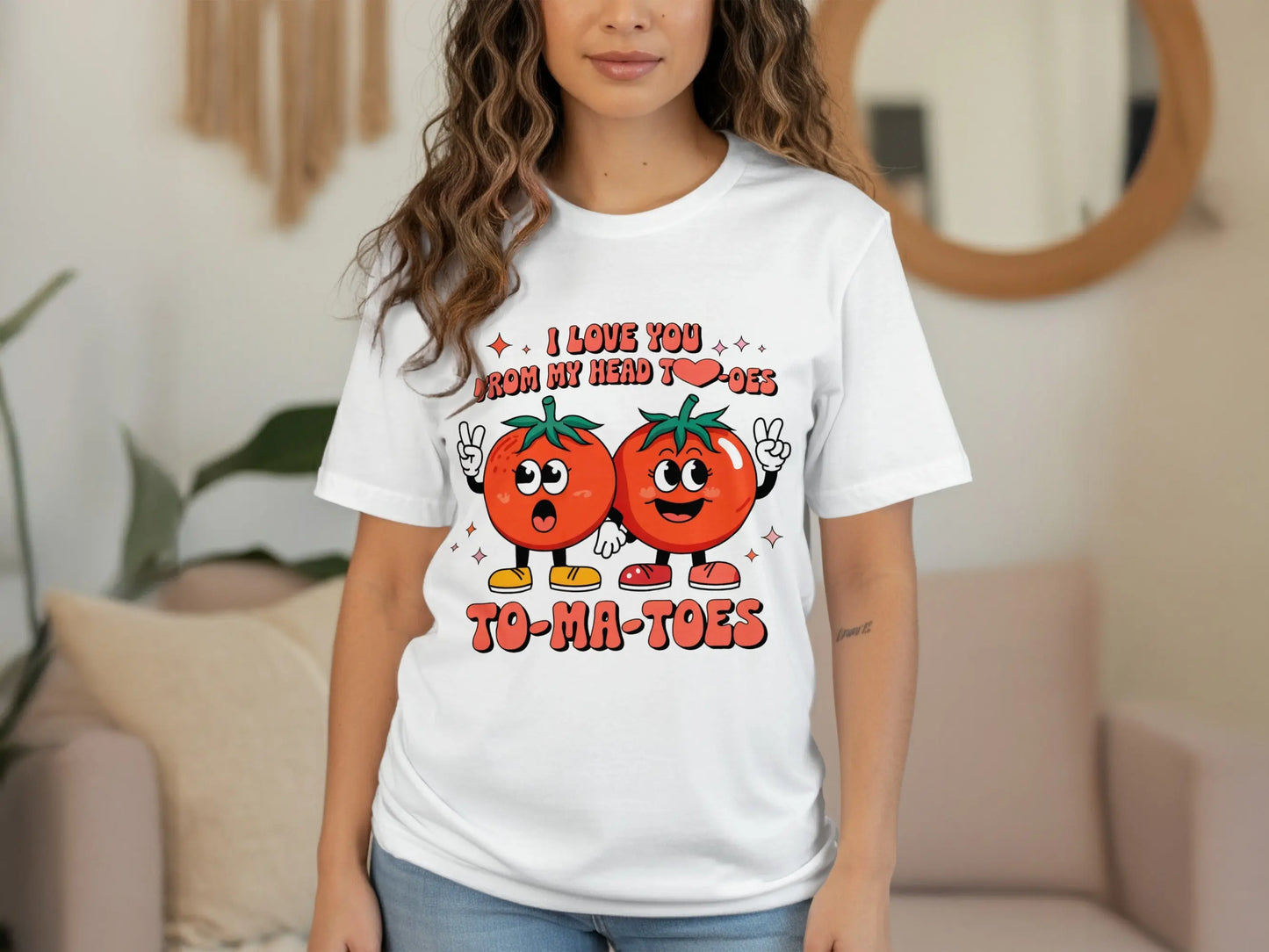 Funny Pun T-Shirt: "I Love You From My Head To-Ma-Toes" Food Pun Gift