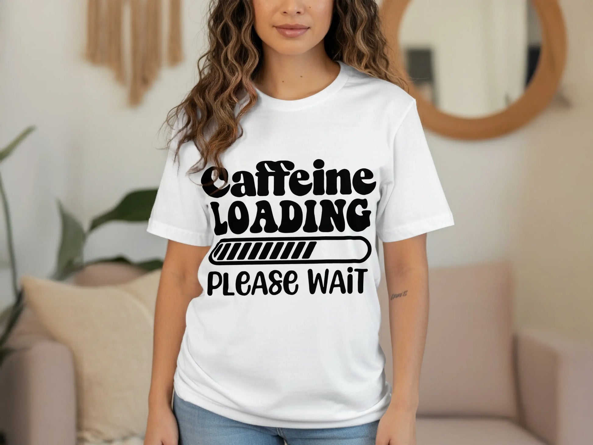 Caffeine Loading Please Wait Funny Statement T-Shirts Boofy
