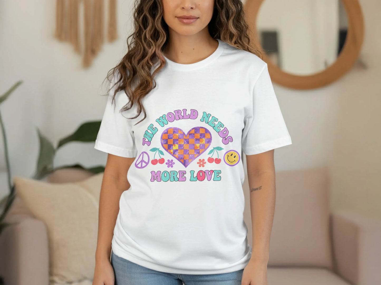 Retro Graphic T-Shirt: "The World Needs More Love" Positive Vibes