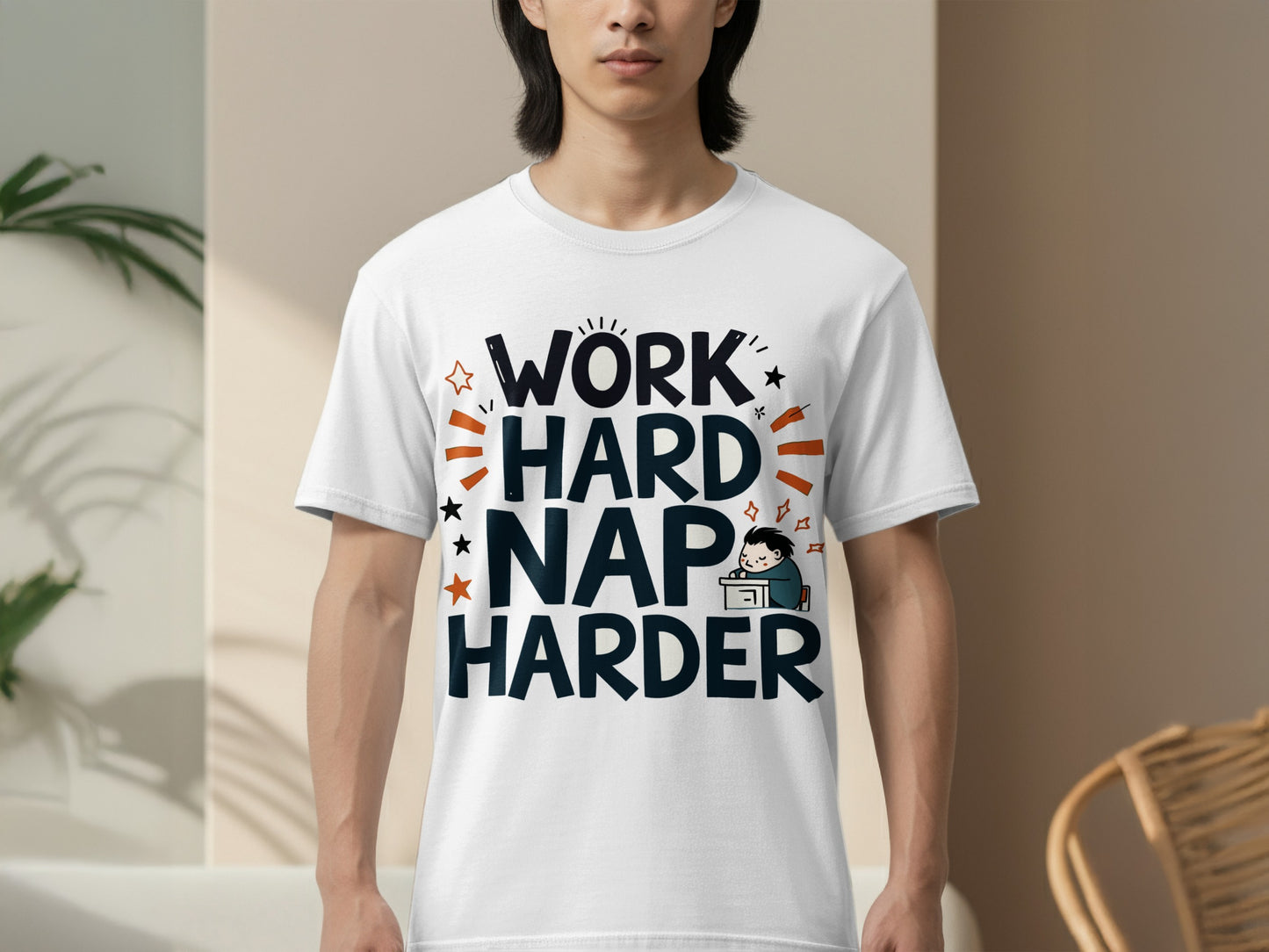 Work Hard Nap Harder Cute Design Illustration T-Shirts