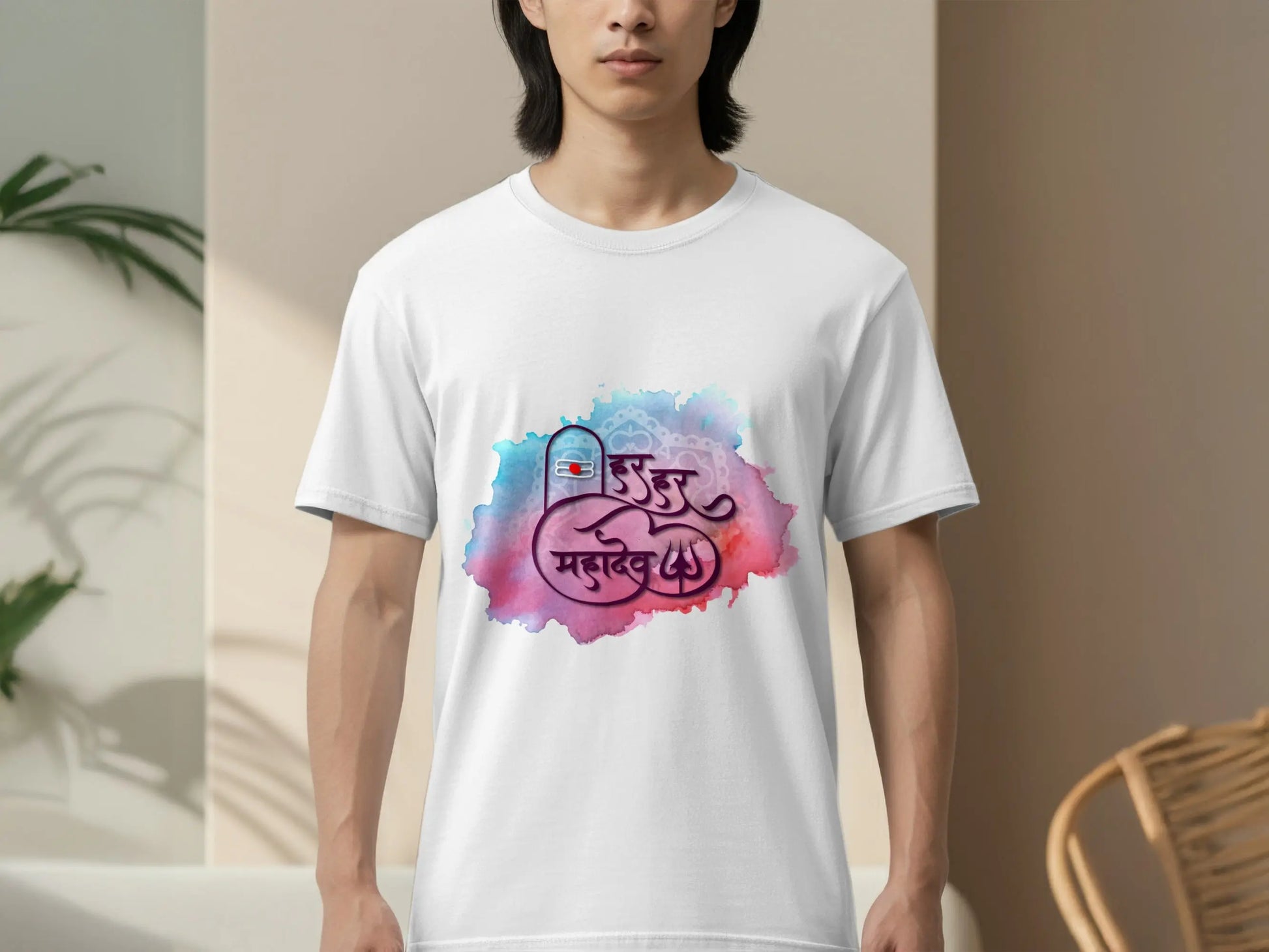 Har Har Mahadev Design Illustration with Colors T-Shirts Boofy