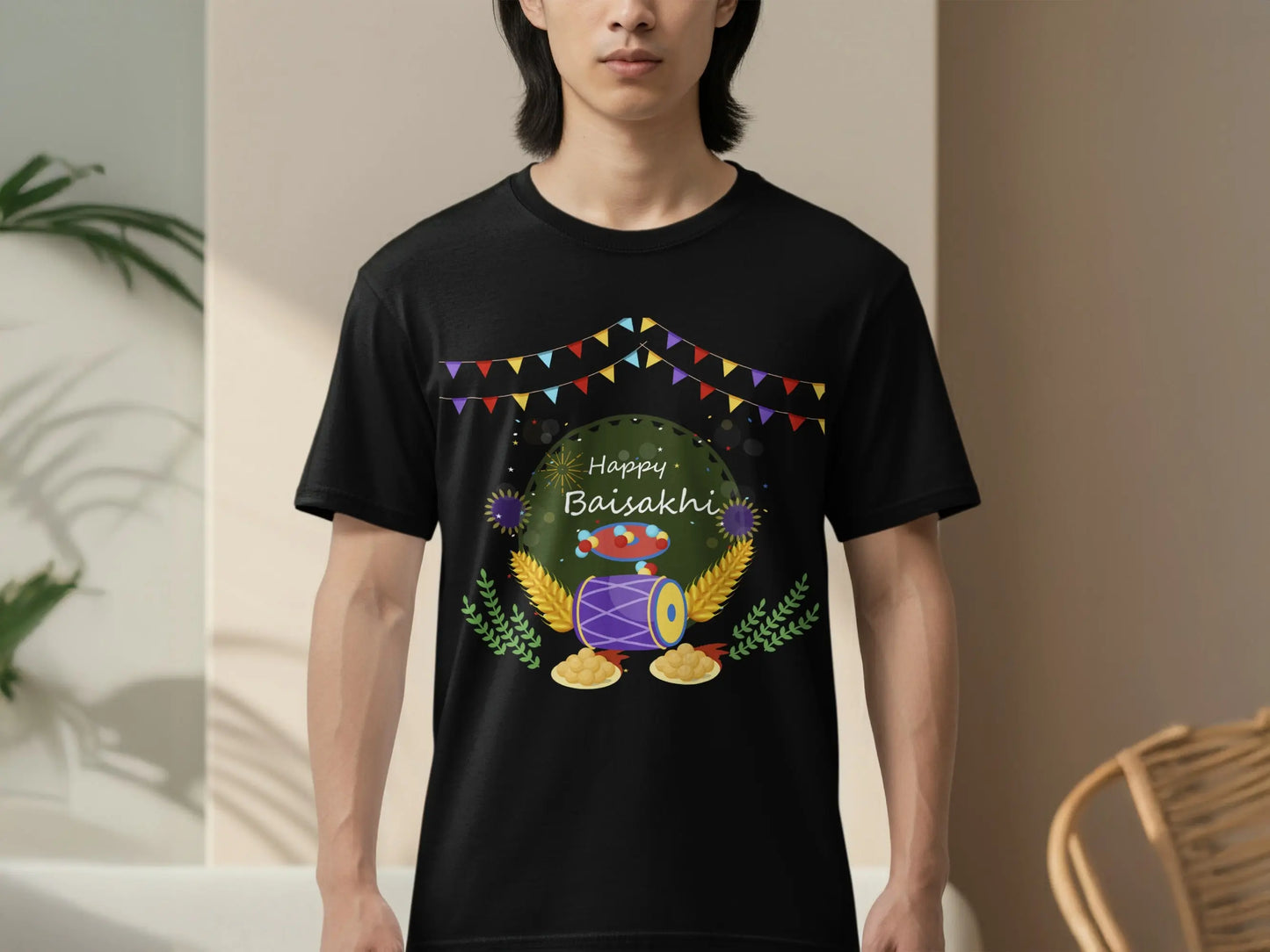 Happy Baisakhi Celebration Festivities Design for T-Shirts Boofy