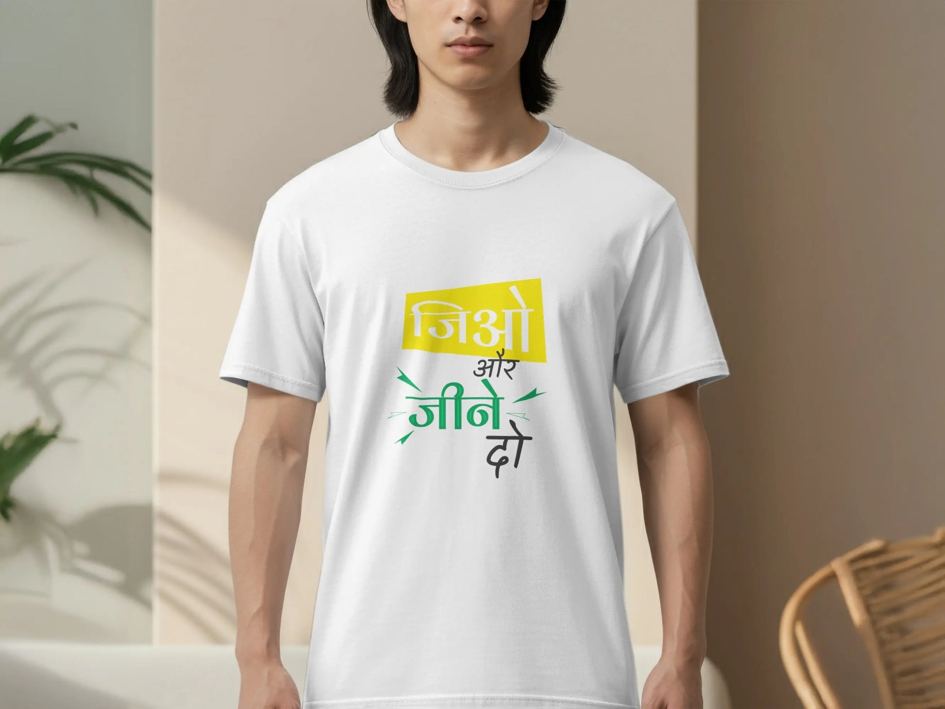 Live And Let Live Quote In Hindi Typography Based T-Shirts Boofy