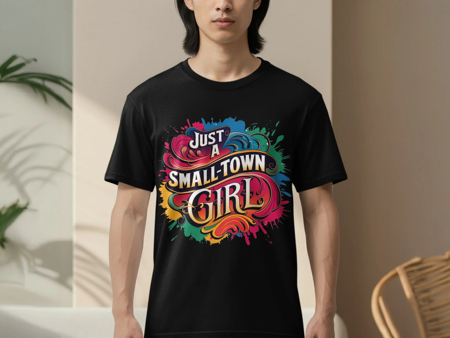 Cute T-Shirt: "Just A Small Town Girl" Colorful Design Pride Tee