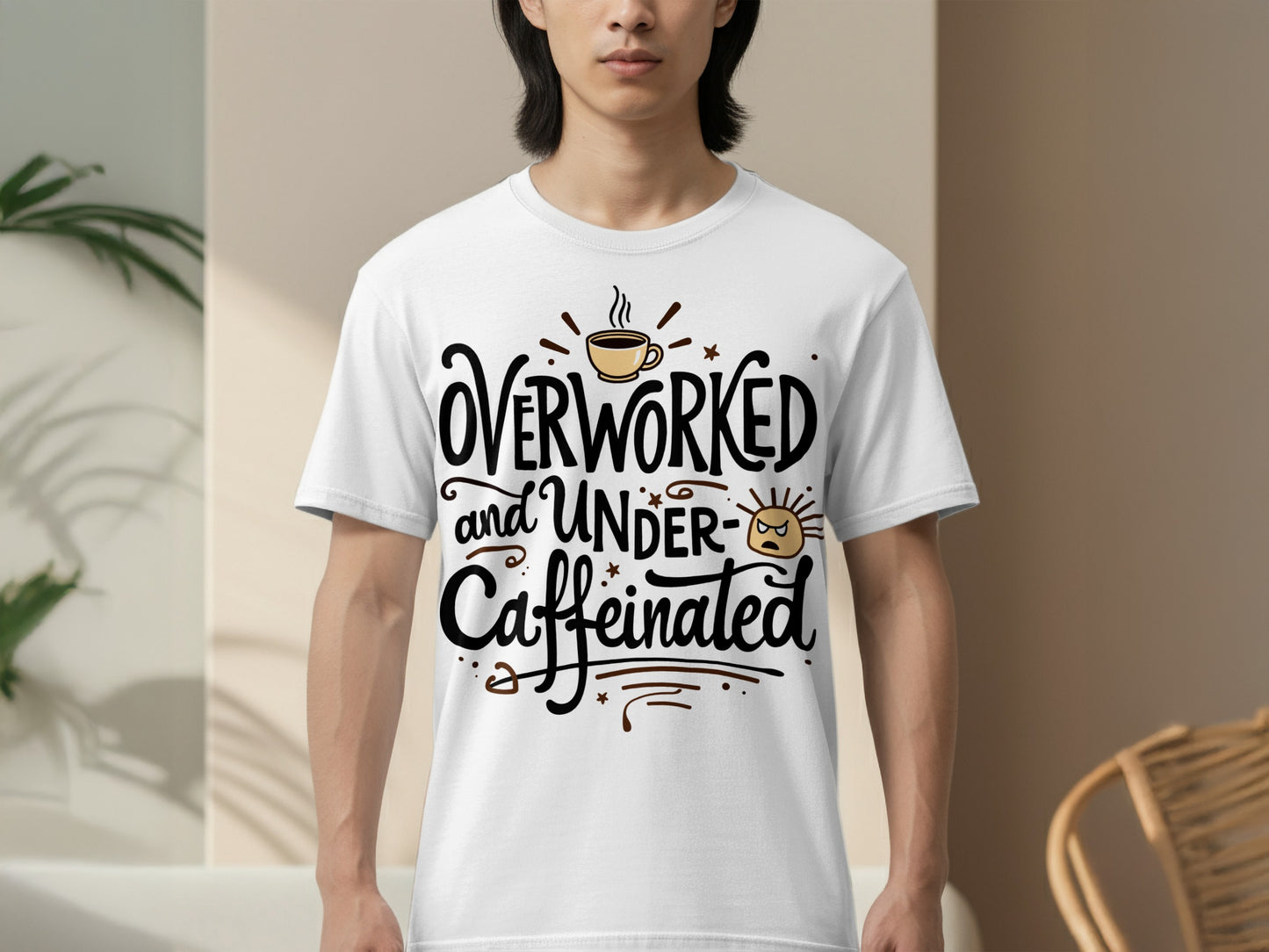 “Overworked and Under Caffeinated” Tee — Work & Office Humour