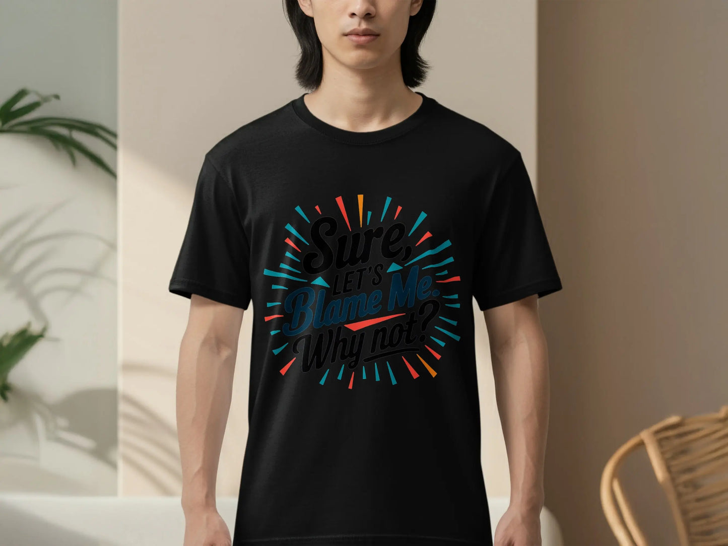 Funny Sarcastic Graphic T-Shirt: "Sure Lets Blame Me Why Not"