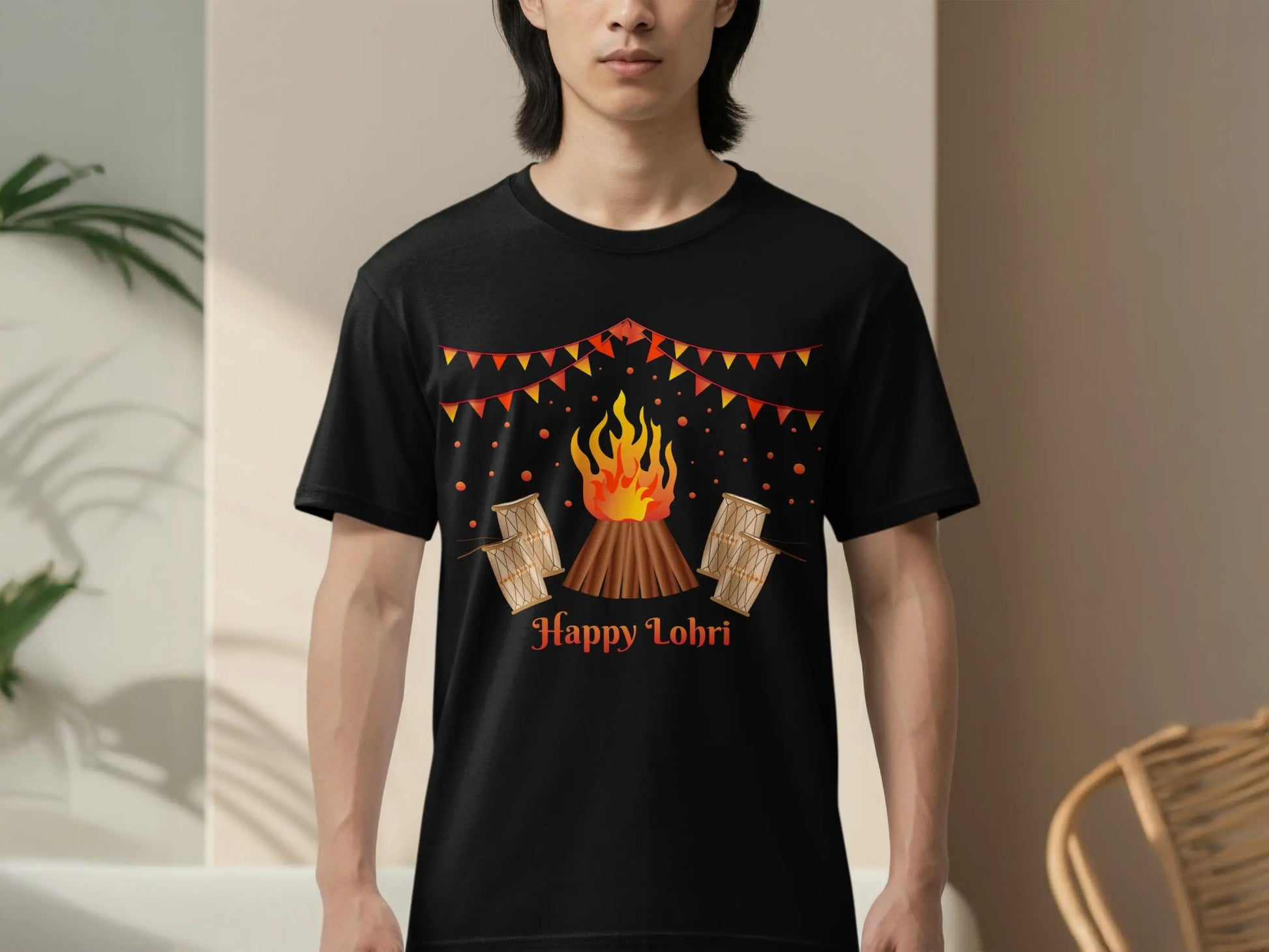 Celebrate Lohri Festival with Drums and Bonfire T-Shirts Boofy