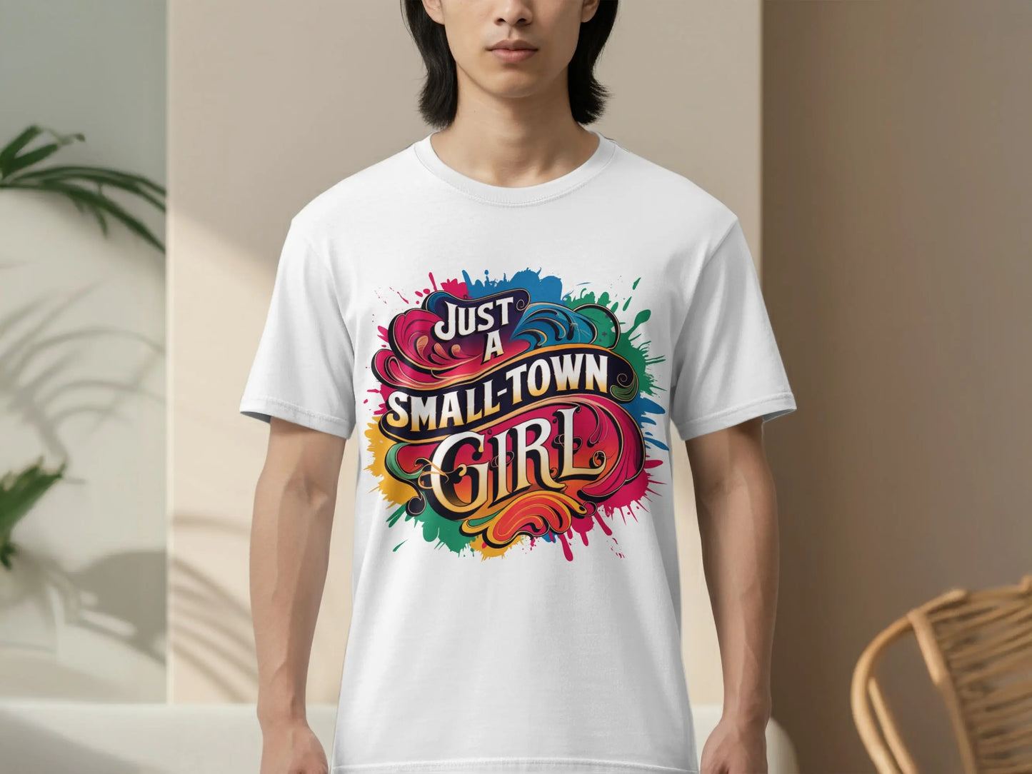 Cute T-Shirt: "Just A Small Town Girl" Colorful Design Pride Tee