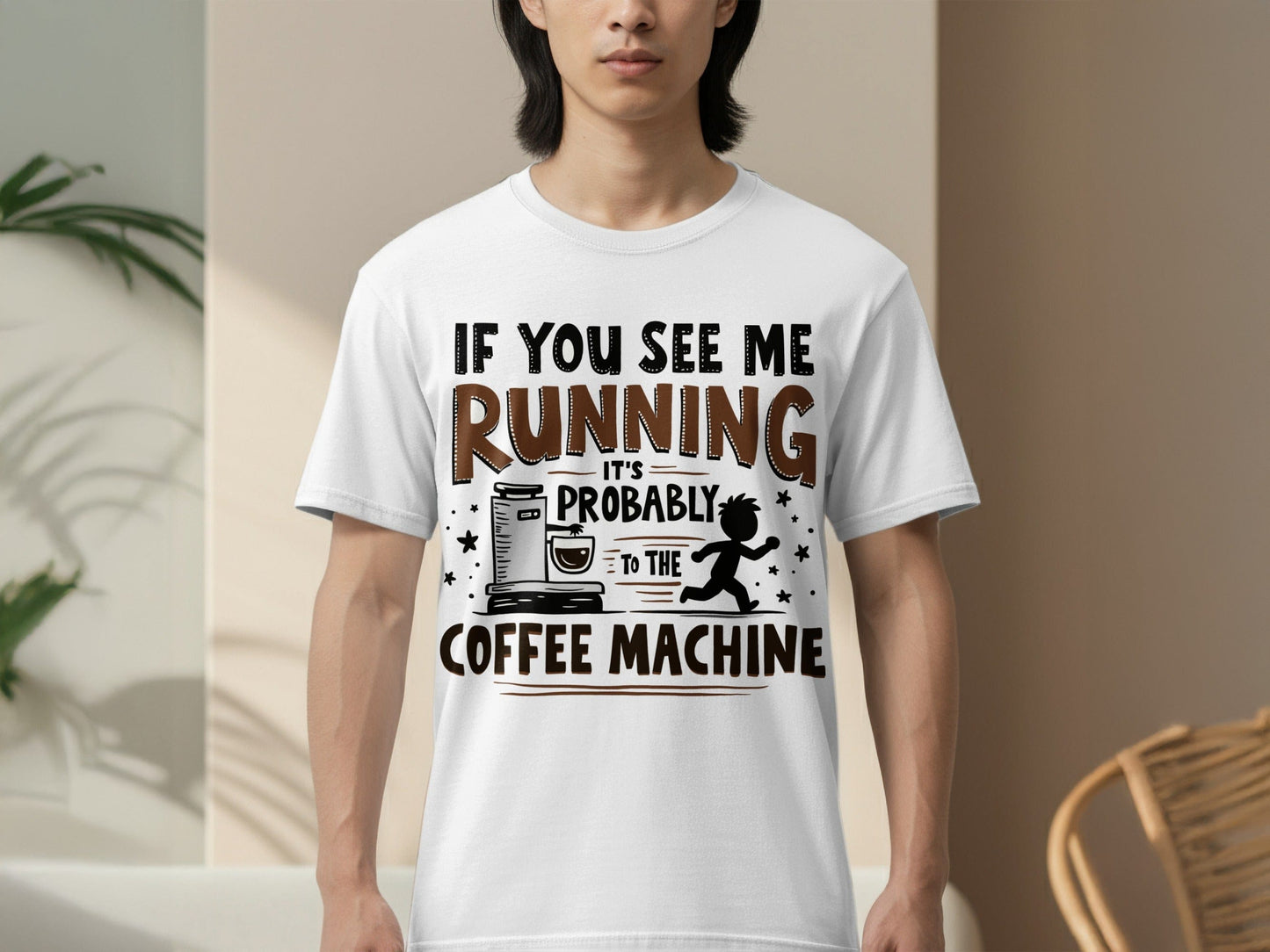 “If You See Me Running It’s Probably to the Coffee Machine” Tee — Work & Office Humour
