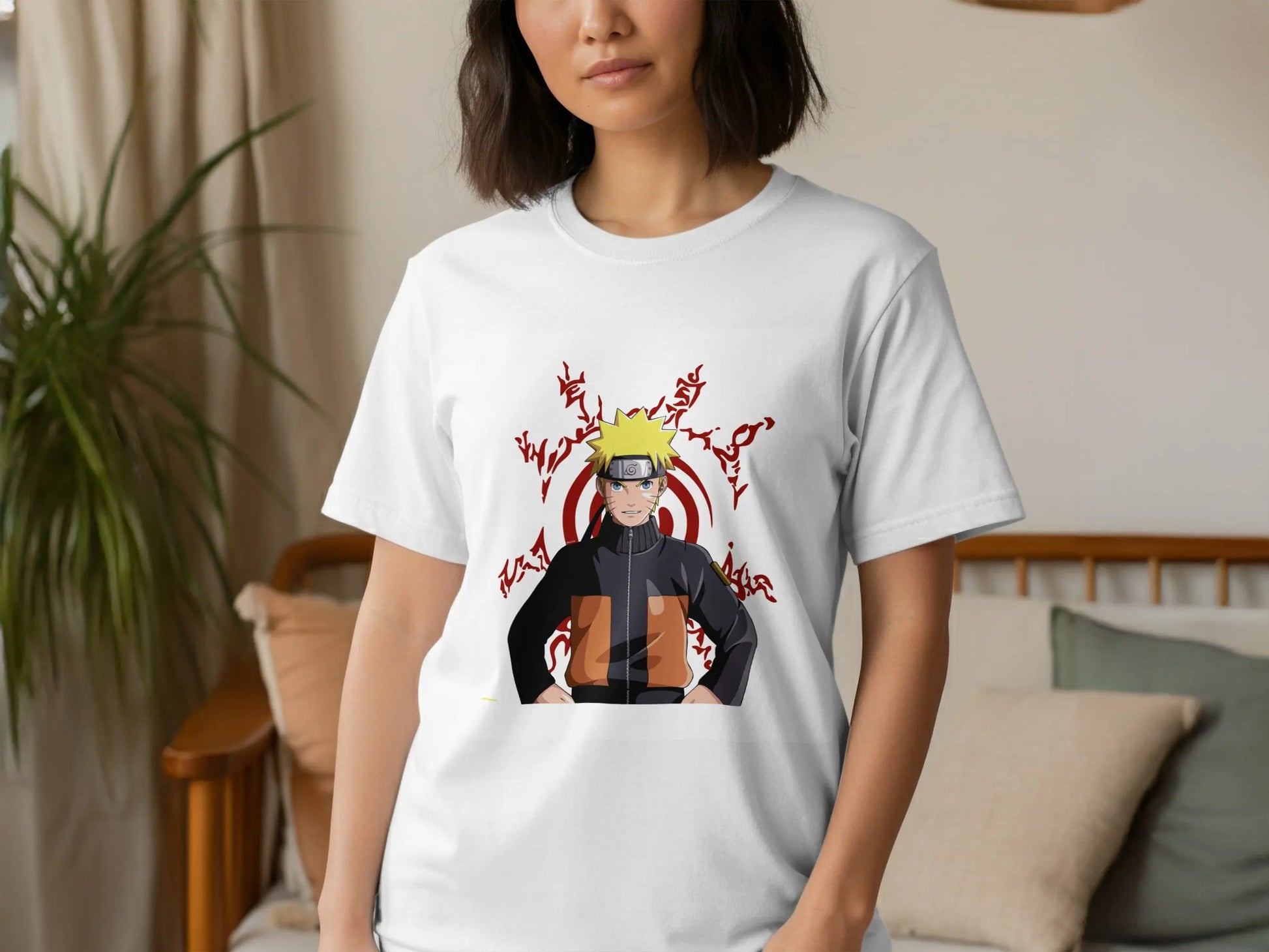 Anime Character Naruto Uzumaki with Symbols Design T-Shirt Boofy