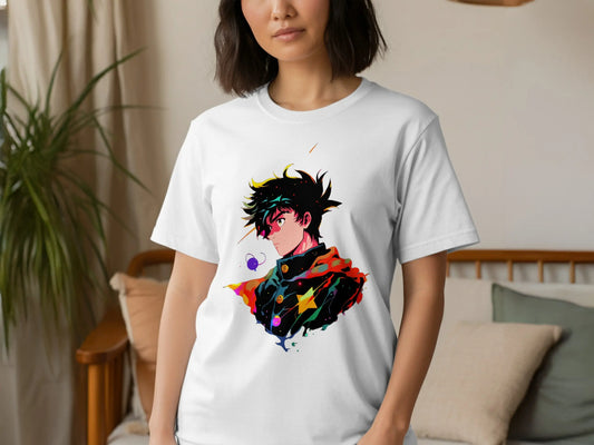 Anime Boy Profile View with Abstract Star Designs T-Shirt Boofy