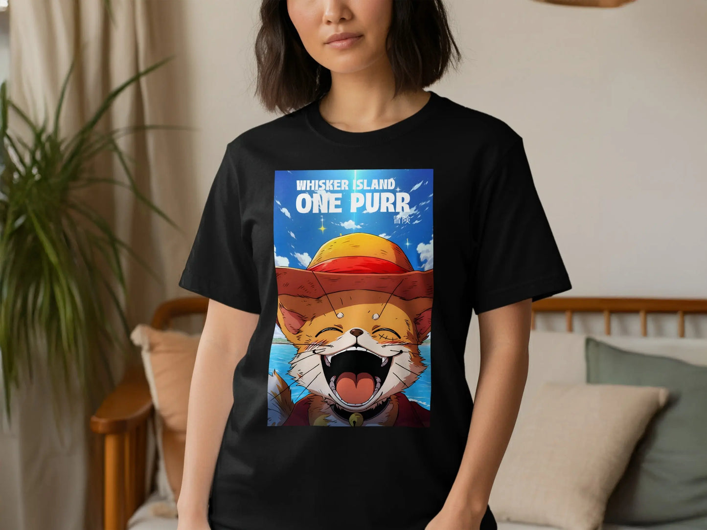 Whisker Island One Purr Animated Cat Pirate Design T-Shirt Boofy