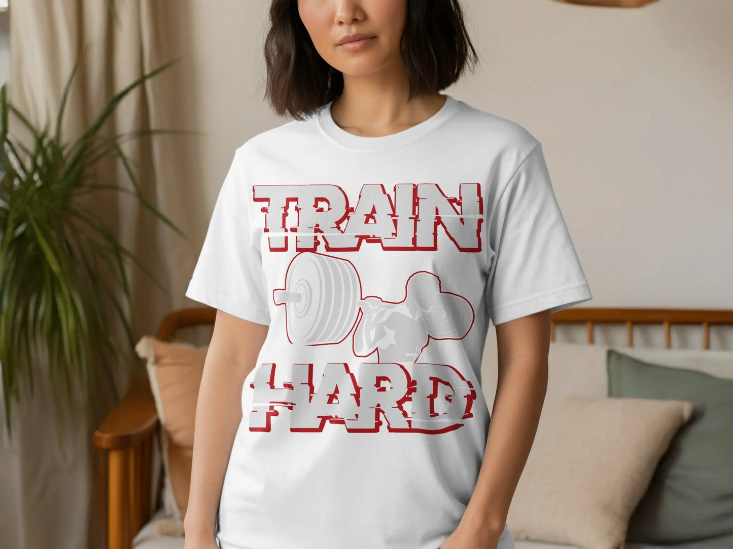 "Train Hard" Bodybuilder Fitness Gym Graphic T-Shirts Boofy