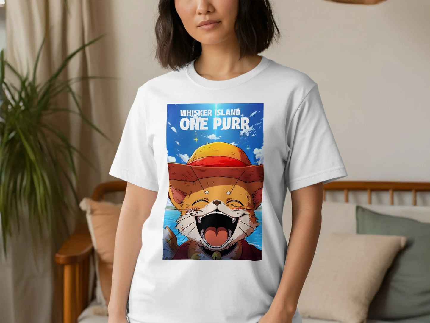 Whisker Island One Purr Animated Cat Pirate Design T-Shirt Boofy