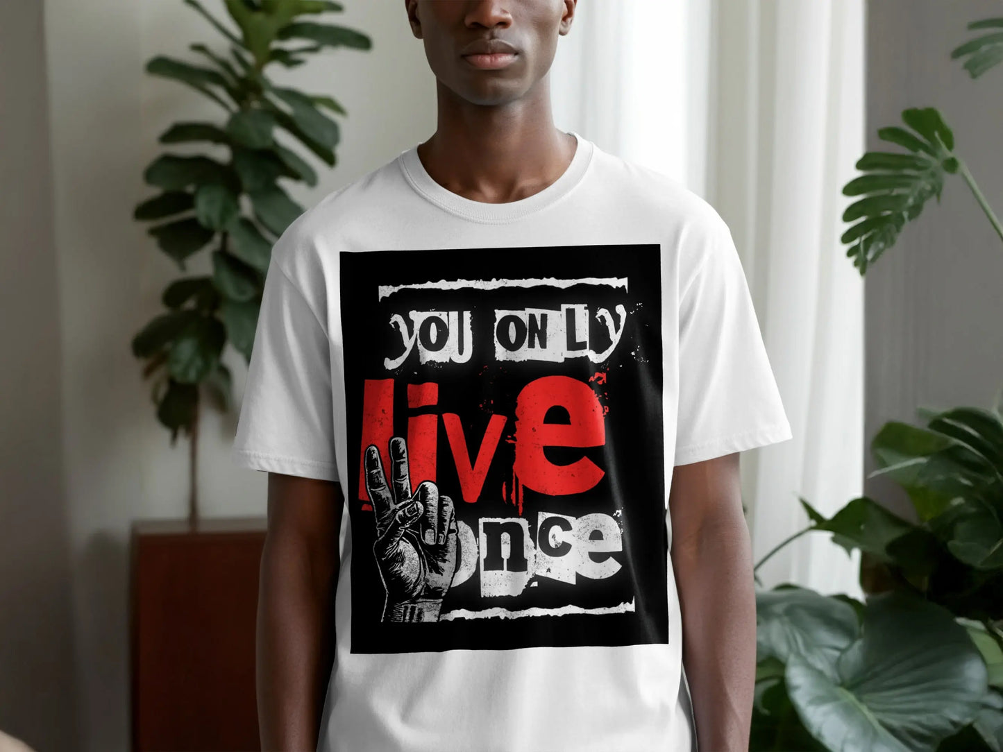 "You Only Live Once" Hand Graphic T-Shirt Boofy