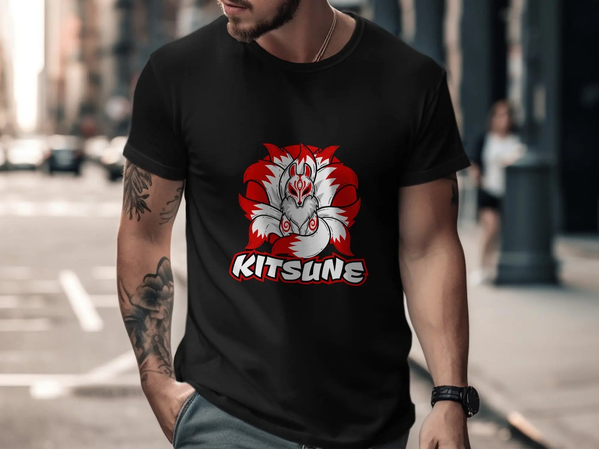 Nine Tailed Kitsune Fox Japanese Anime T-Shirt Boofy