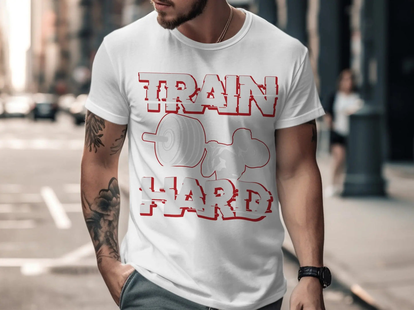 "Train Hard" Bodybuilder Fitness Gym Graphic T-Shirts Boofy