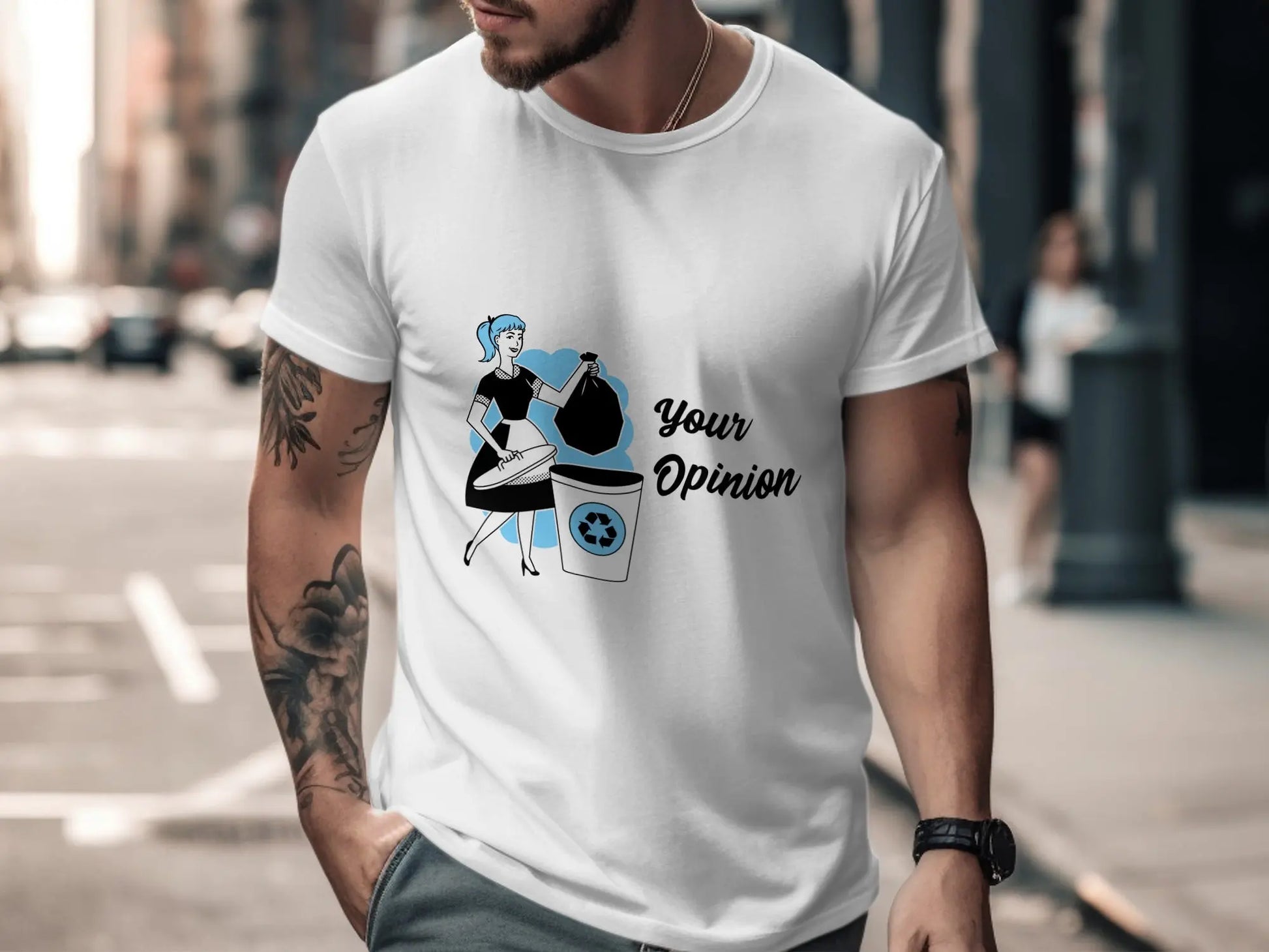 Retro Maid Disposing Your Opinion Graphic T-Shirts Boofy