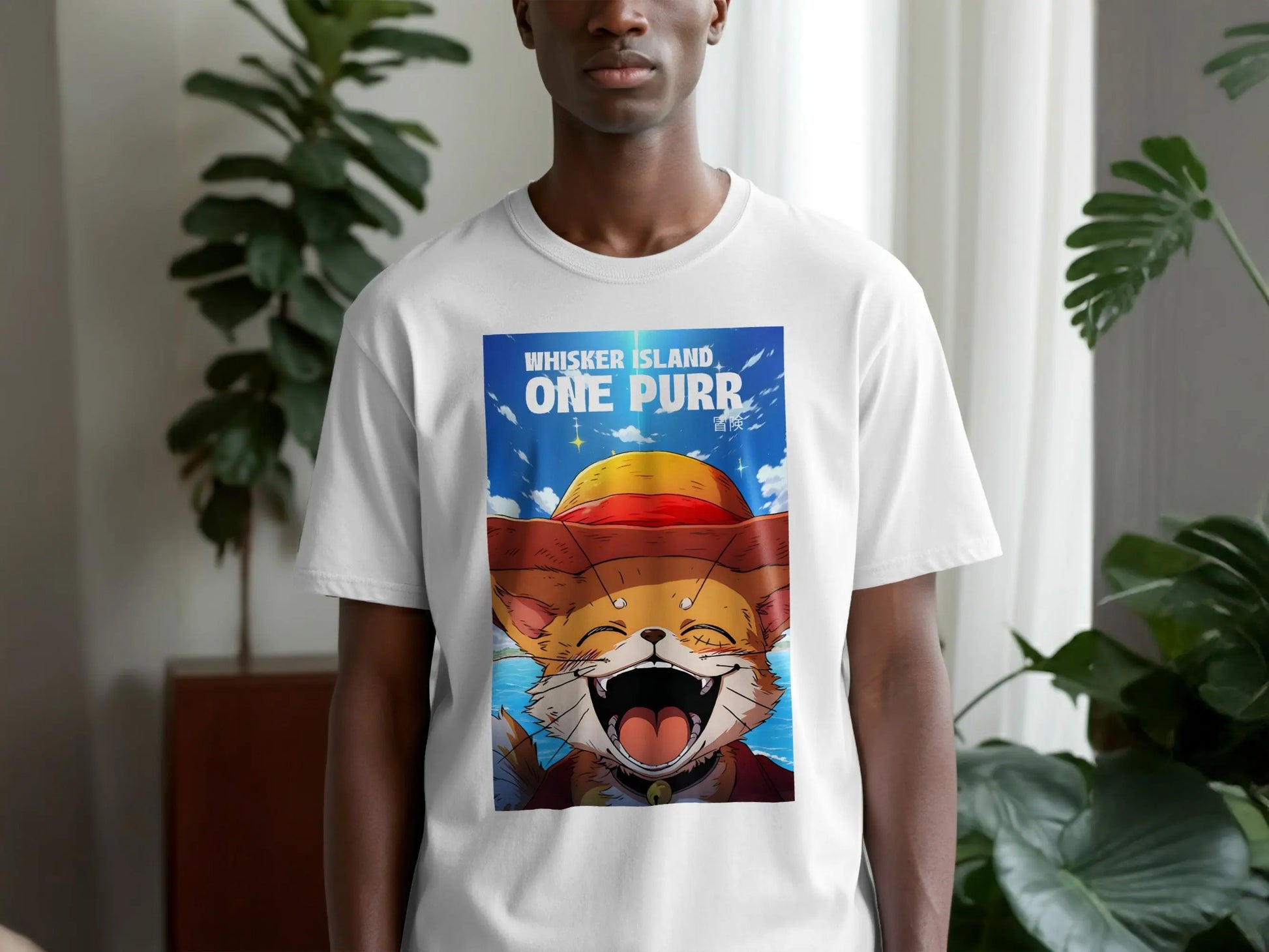 Whisker Island One Purr Animated Cat Pirate Design T-Shirt Boofy