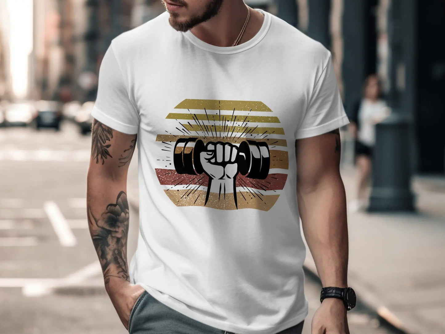 Graphic Dumbbell Lifting Vintage Style T-Shirts Boofy