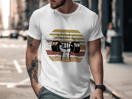 Graphic Dumbbell Lifting Vintage Style T-Shirts Boofy
