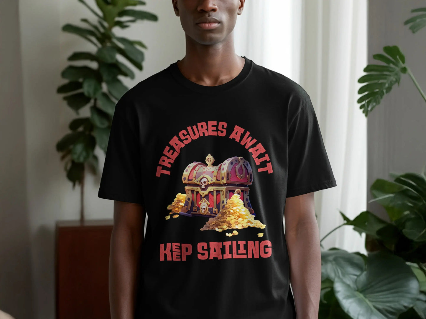 Treasures Await Keep Sailing Pirate Treasure Chest T-Shirt Boofy