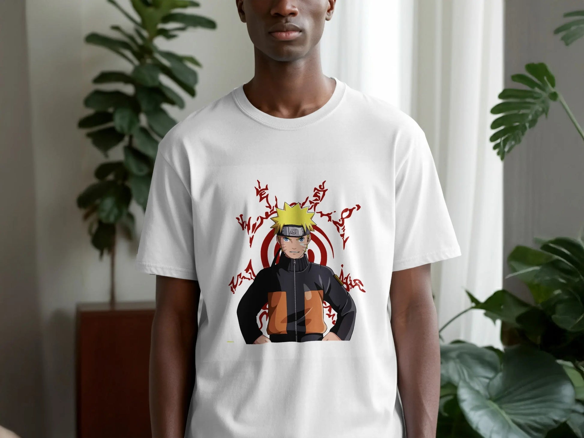 Anime Character Naruto Uzumaki with Symbols Design T-Shirt Boofy