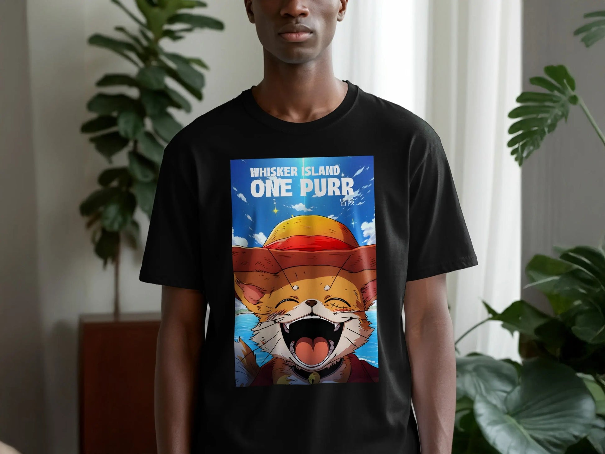 Whisker Island One Purr Animated Cat Pirate Design T-Shirt Boofy