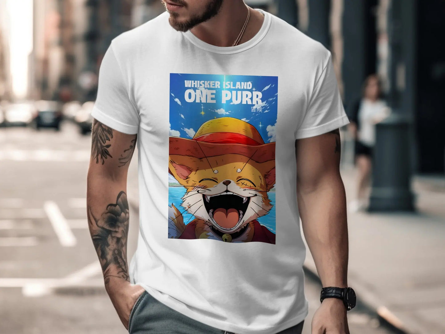 Whisker Island One Purr Animated Cat Pirate Design T-Shirt Boofy