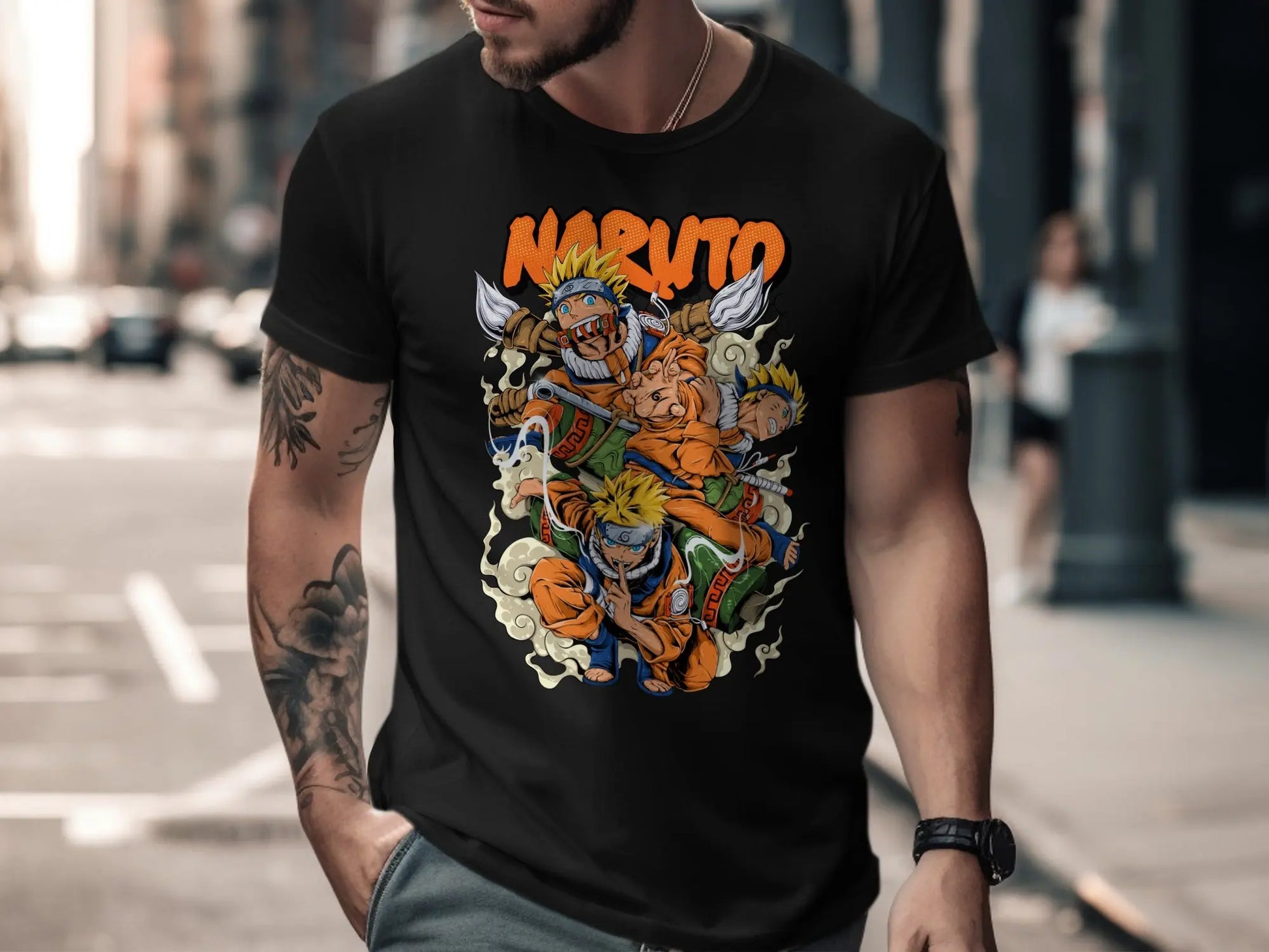 Anime Naruto Character Stacked Poses Graphic T-Shirt Boofy