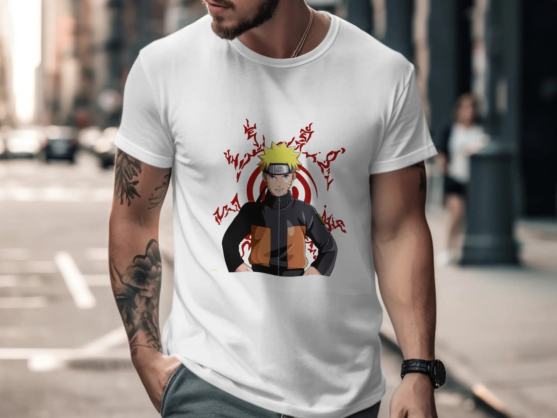 Anime Character Naruto Uzumaki with Symbols Design T-Shirt Boofy