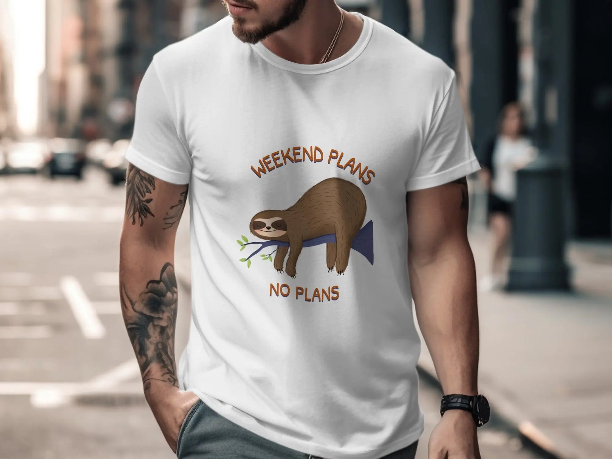 Relaxed Sloth Weekend Plans No Plans T-Shirts Boofy